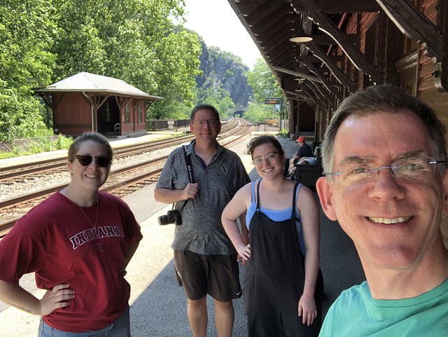 Katie, Matt, Maggie, and Paul at train station, Harpers Ferry, West Virginia