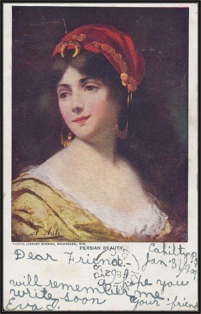 c. 1906 Artist Signed (Angelo Asti) Postcard - Persian Beauty - Lovely Young Gypsy Girl