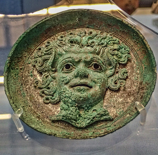 4th century Bronze horse roundel depicting a youthful satyr 325-300 BCE British Museum