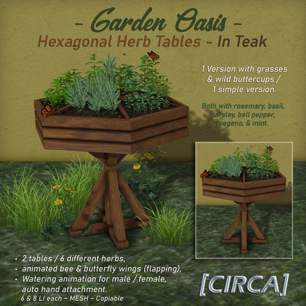 NEW! for Secret Sale Sundays | [CIRCA] – "Garden Oasis" – Hexagonal Herb Tables – Teak