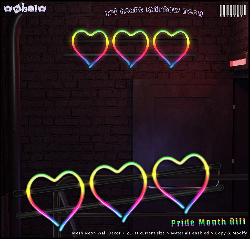 [ bubble ] Tri-Heart Rainbow Neon - Pride Month Gift