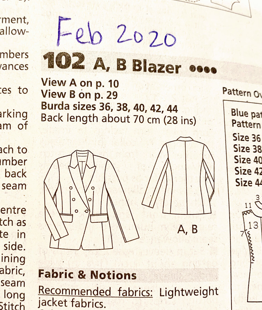 Burda Feb 2020 blazer 102 drawing