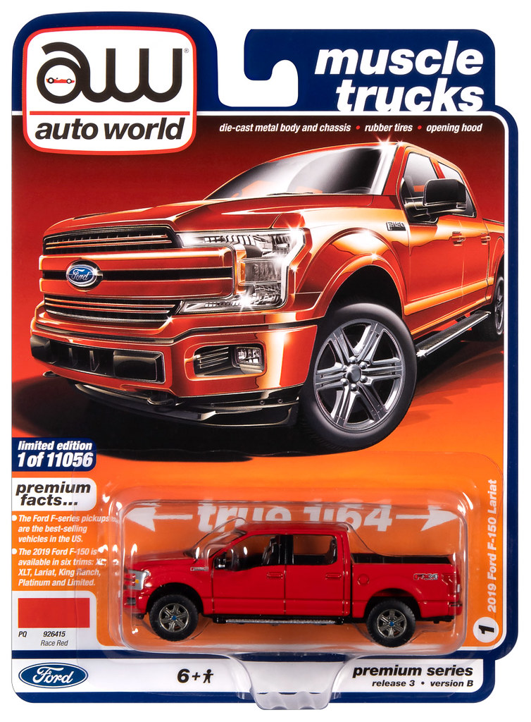 Auto World 64262 1:64 Muscle Trucks 2019 Ford F-150 Lariat Series B Race Red