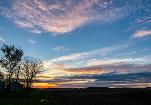 goshen hdr indiana nikon nikond5300 outdoor blue clouds color colorful evening farm field geotagged grainsilo orange outside rural silhouette silhouettes sky sunset tree trees