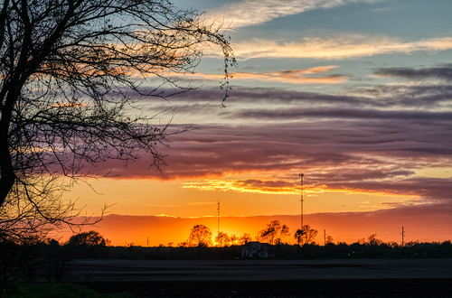 goshen hdr indiana nikon nikond5300 outdoor blue clouds colorful evening farm field geotagged orange outside rural silhouette silhouettes sky sunset tree trees