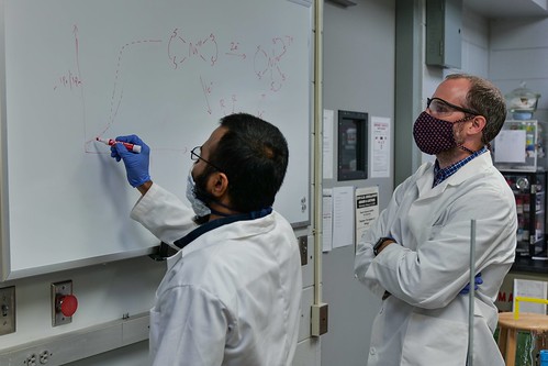 Byron Farnum and Motiur Mazumder in the lab.