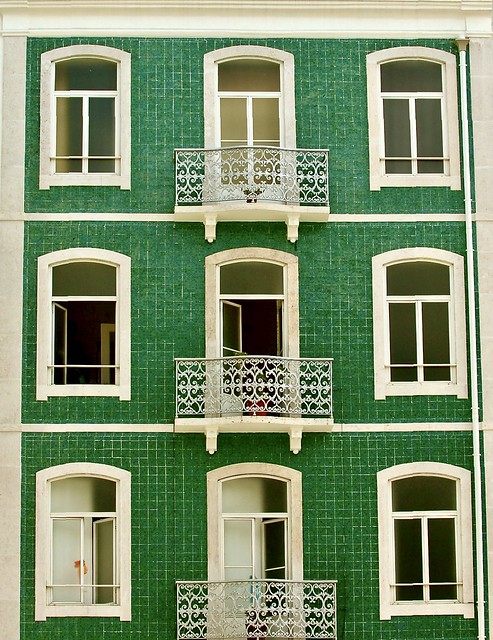 The impact of green tiles in a just restored building