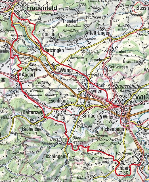 Route Bazenheid - Frauenfeld - Wil