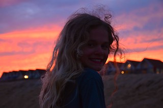 Violet On The Beach At Sunset