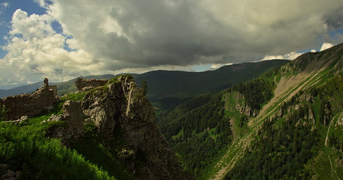 georgia ajaria mountains panorama landscape clouds hiking trekking fort fortress archeology