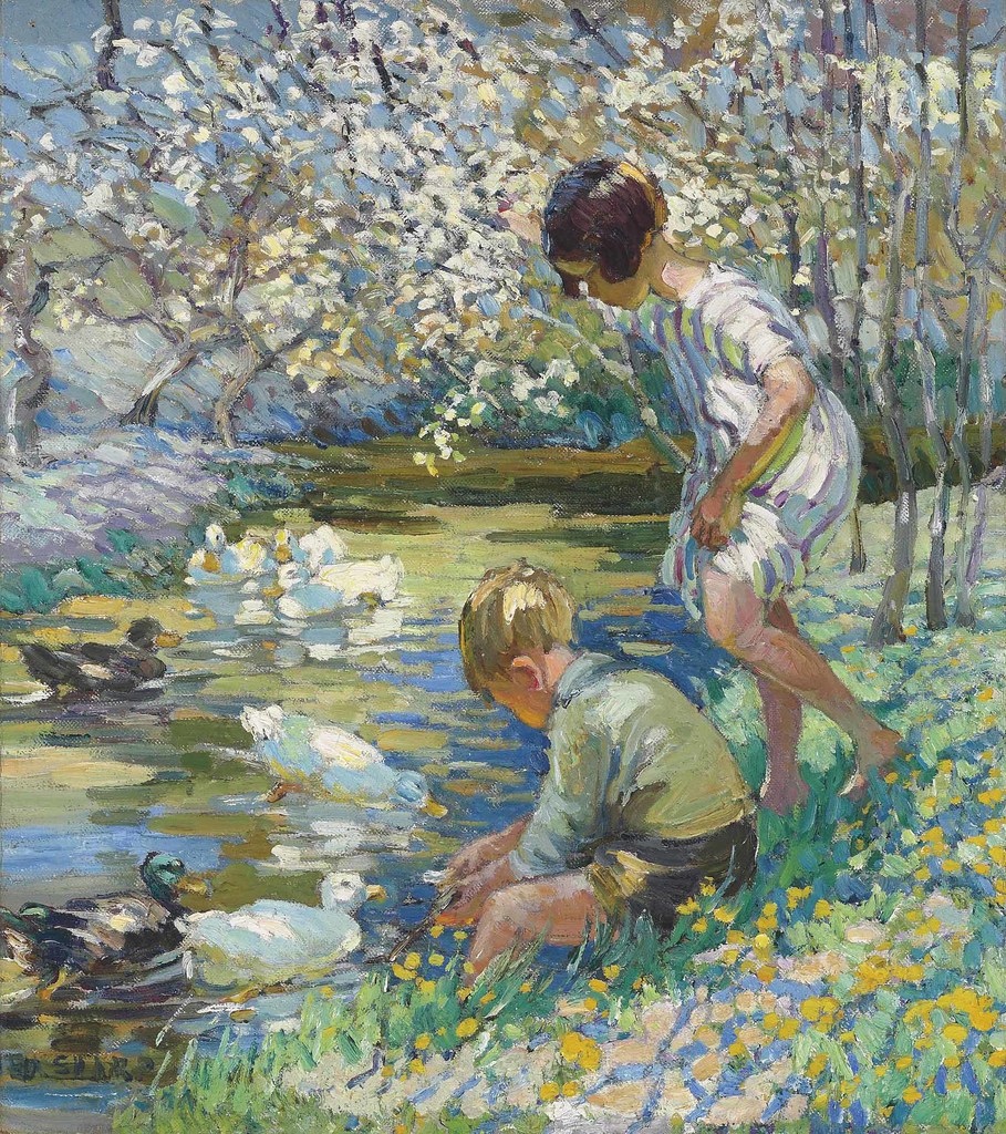 Dorothea Sharp - Children Playing Beside a Stream