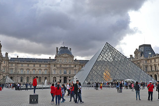 Louvre - Architecture glass pyramid cloudy