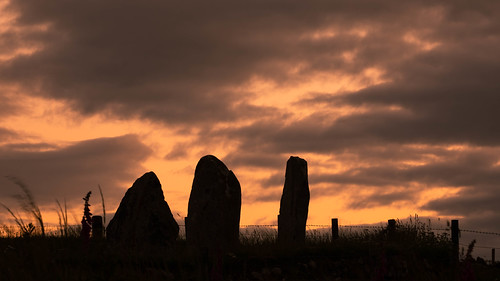 eastaquhorthies stonecircle inverurie aberdeenshire scotland sunset sunrise landscape red sky silhouette