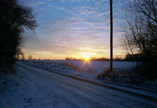 A walk in the snow Sunset
