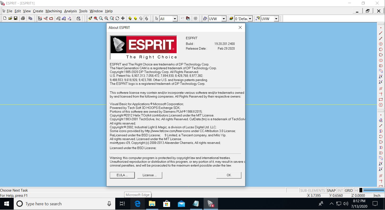 Working with Esprit 2020 R1 (19.20.201.2400) full license