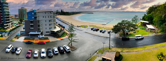 The Dorsal Boutique Hotel & Forster Main Beach from Beach View Apartments, Forster, Mid North Coast, NSW