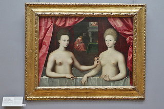 Musée du Louvre - Painting Lecole de Fontainebleau Gabrielle d'Estrées and Her Sister Duchesse Villars