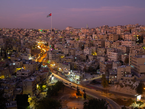 jordan amman skyline arabian arab street city lighttrail traffic sunset travel traveling worldtravel backpacking middleeast citadel olympus omd omdem10