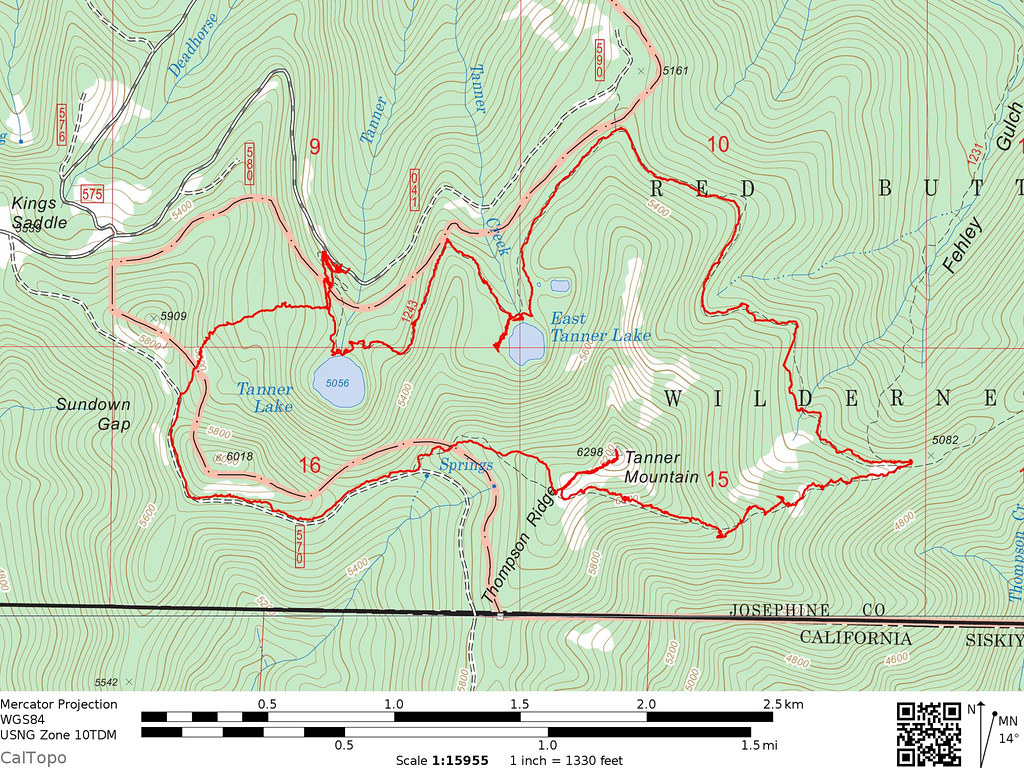 Tanner Lakes Loop Map