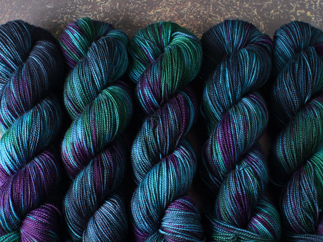 Favourite Sock – pure Merino 4 ply/fingering weight wool superwash hand dyed yarn 100g – ‘Peacock Spell’