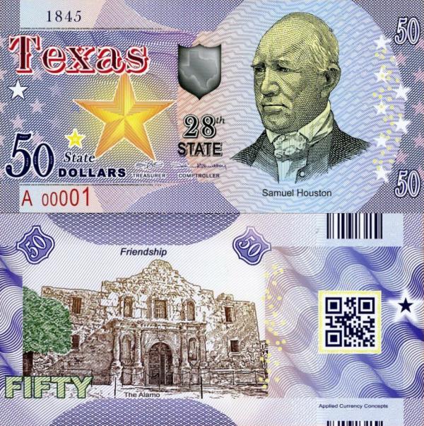 USA 50 Dollars 2015 28. štát - Texas polymer