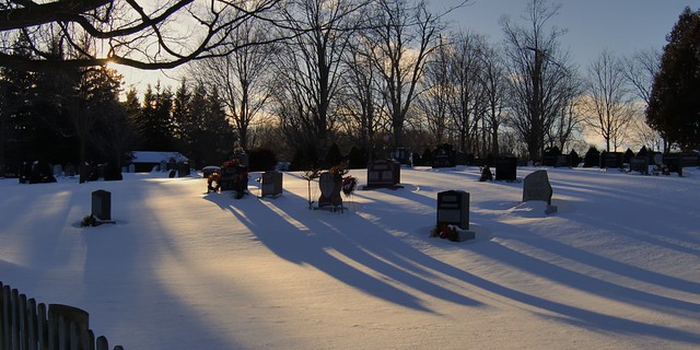 Shadows on the snow, Boston Mills Settlement, Caledon, Ontario.