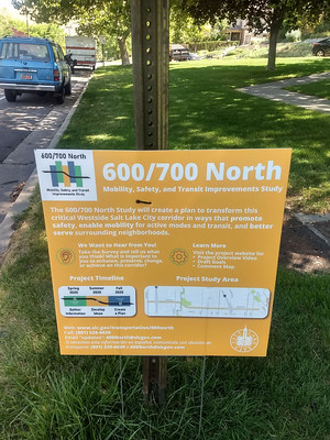 Yard sign about a transportation corridor planning initiative, seeking public comment, Salt Lake City