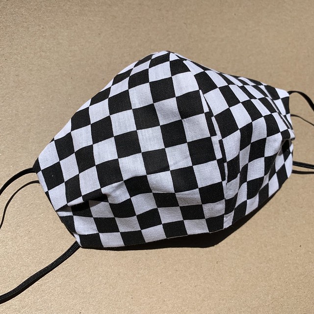 women’s fashion face mask - 100% cotton - black and white checkered. LuxeDessinsCo in Etsy