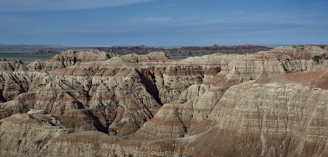 A Panoramic View to Badlands at White River Valley Overlook (Badlands National Park)