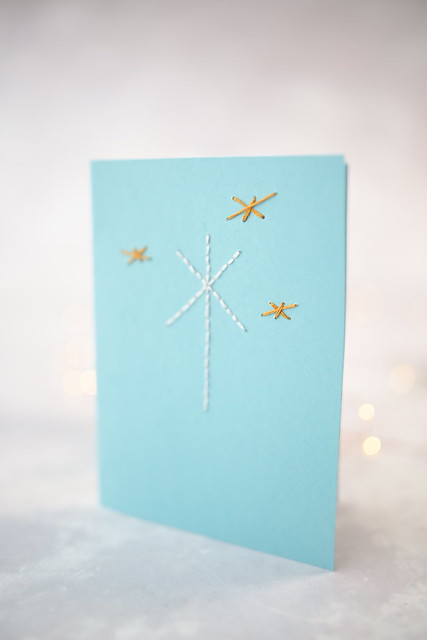 Hand-Stitched Star Christmas Card
