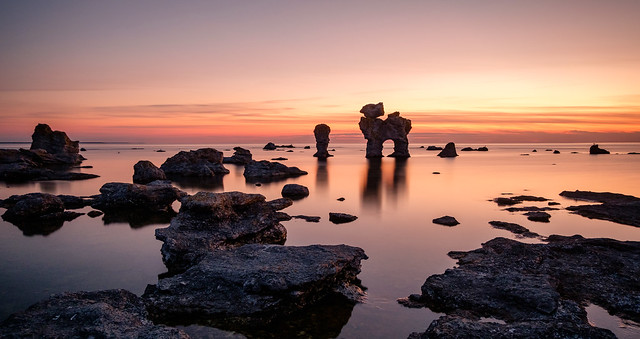 Sunset on the magical island of Fårö, Gotland, Sweden