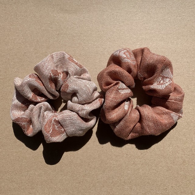 Set of 2 linen rose scrunchies - LuxeDessinsCo sold on Etsy