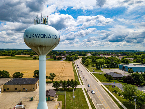 unitedstatesofamerica watertower wisconsin july aerial 2020 aerialphotography drone usa mukwonago
