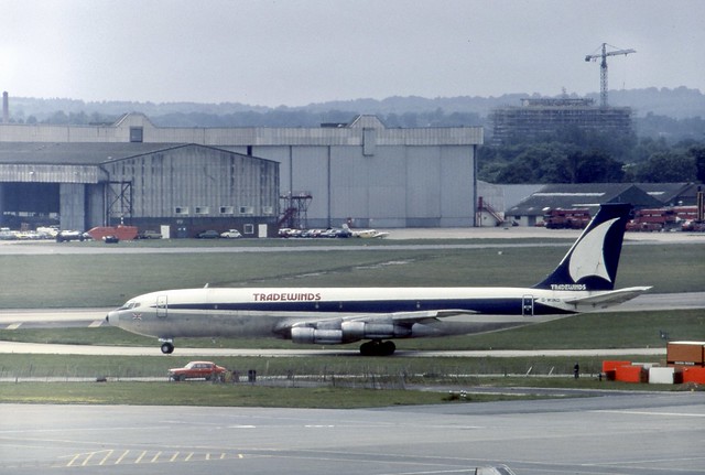 G-WIND Tradewinds Boeing 707-323C taxies for take off at London Gatwick