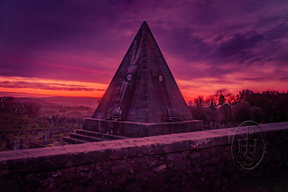 The Star Pyramid or Salem Rock of William Drummond at sunset from the Esplanade at Stirling Castle Scotland 1 of 3