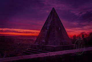 The Star Pyramid or Salem Rock of William Drummond at sunset from the Esplanade at Stirling Castle Scotland 2 of 3