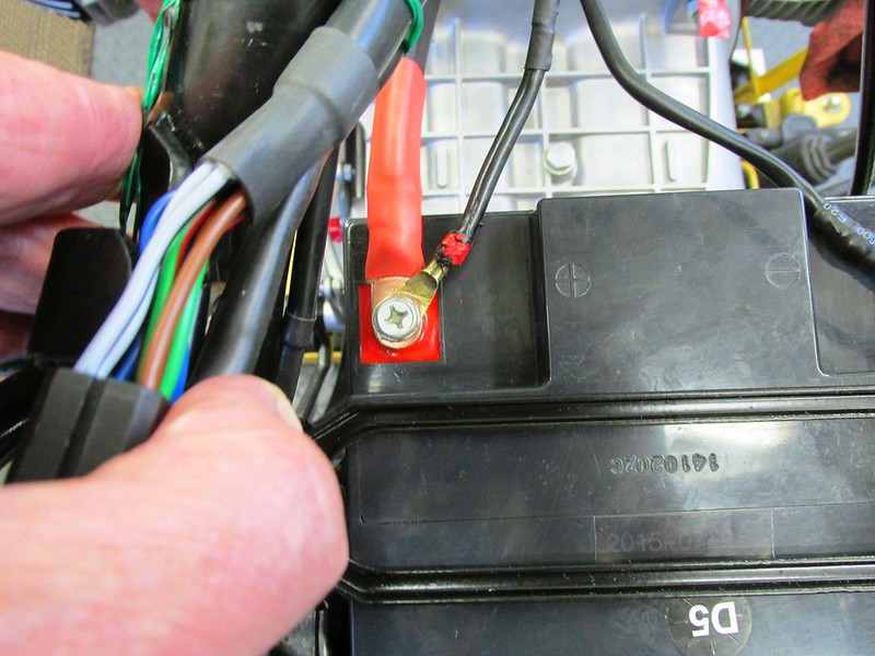Battery (+) Terminal With Starter Motor and Auxiliary Socket Wires Attached