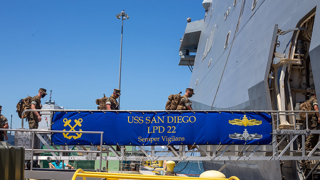 Marines embark USS San Diego (LPD 22).
