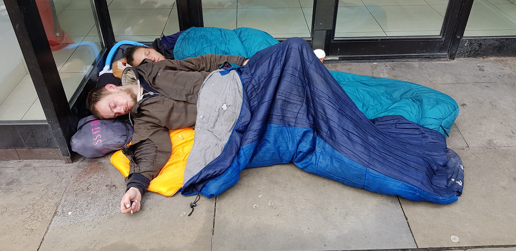Rough sleepers, Oxford Street, Manchester, UK