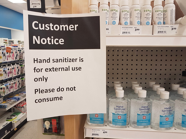Do not consume hand sanitizer