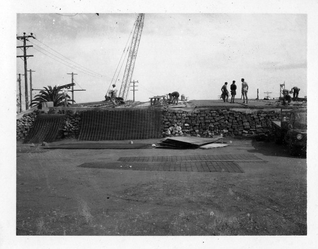 Workers building the ramp at Warrigal Road, Oakleigh, railway overpass under construction 1967