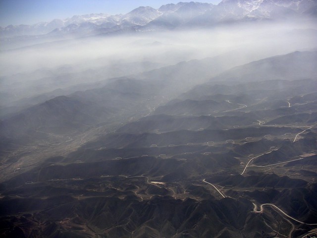 Washboard topography of Qinghai provice from a flight to Beijing