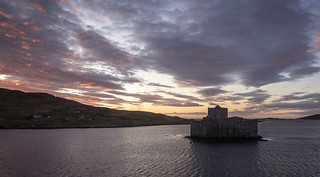 Kisimul Castle at sunrise, Castlebay, Barra, Outer Hebrides, Scotland, UK