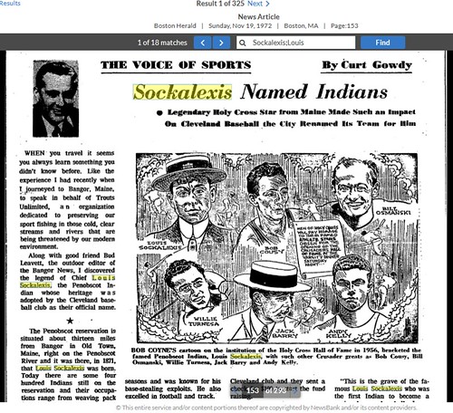 sockalexis GenealogyBank com - The Largest Newspaper Archive for Family History Research
