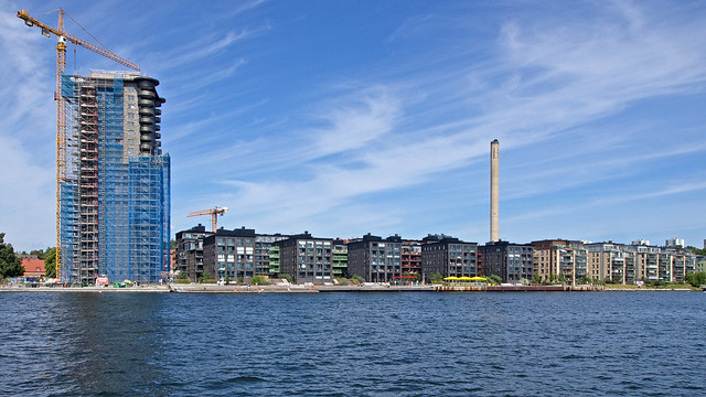 Under construction: the apartment building Fyrtornet (the Lighthouse) on the island of Lidingö, Stockholm