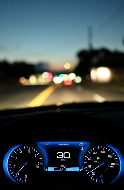 Driving away at dusk ...