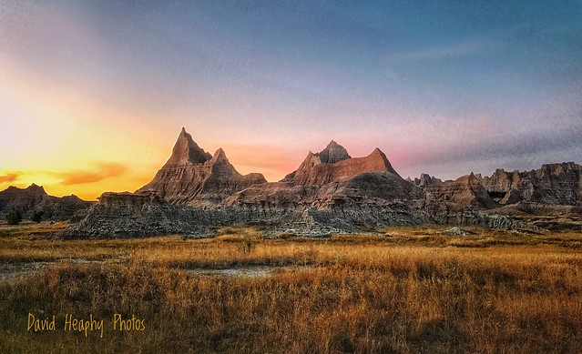Evening glow; sunset in the Badlands
