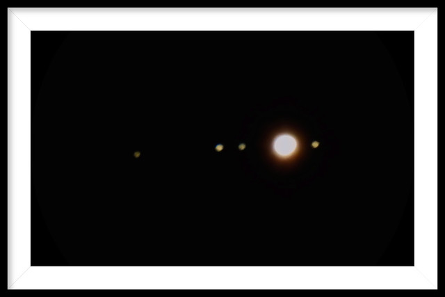 Jupiter and its four brightest moons....