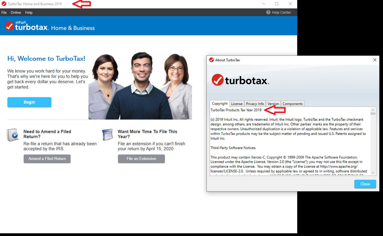 Working with Intuit TurboTax Home & Business 2019 v2019.41.12.202
