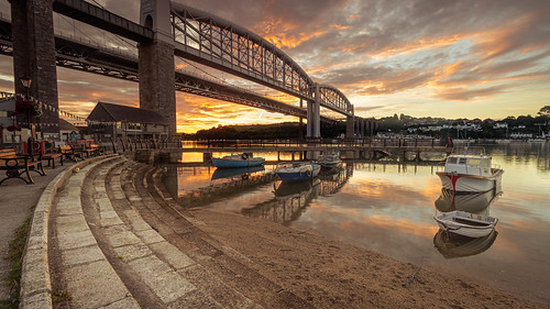 saltashwaterside tamarbridge sunrise bridge river brunelbridge boats tamarriver cityscapephotographyreflections steps